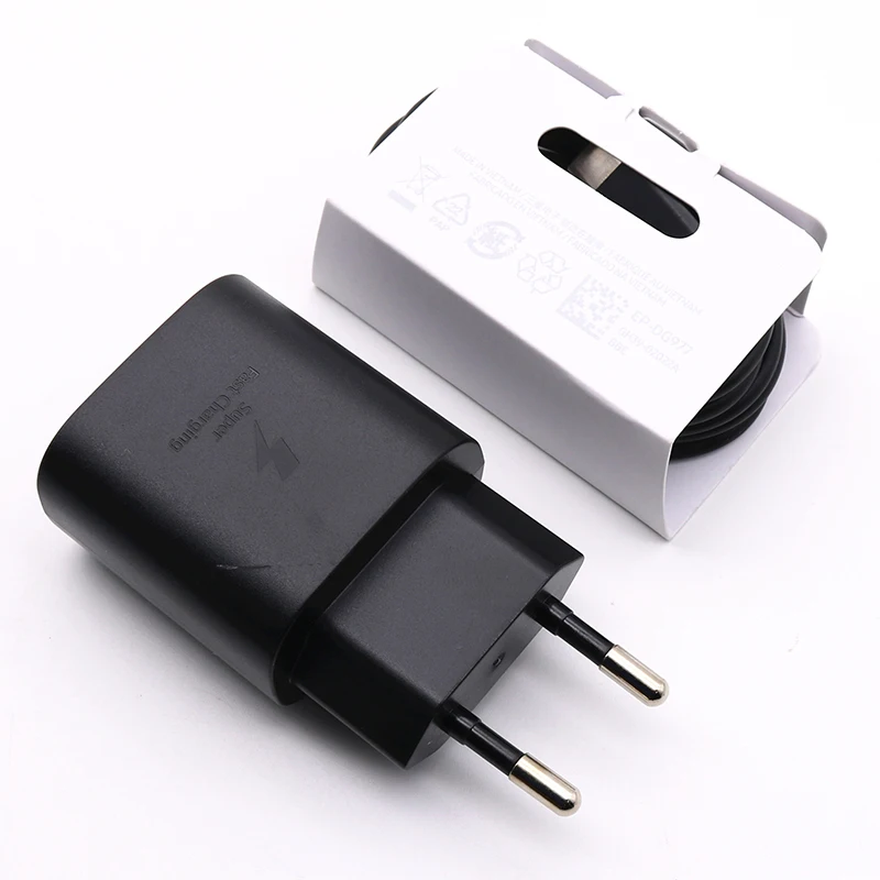 For Samsung S21 Note 20 10 A70 Super Fast Charger Cargador 25W EU Power Adapter For Galaxy Note20 S20 A90 A80 S10 5G TypeC Cable powerbank quick charge 3.0 Chargers