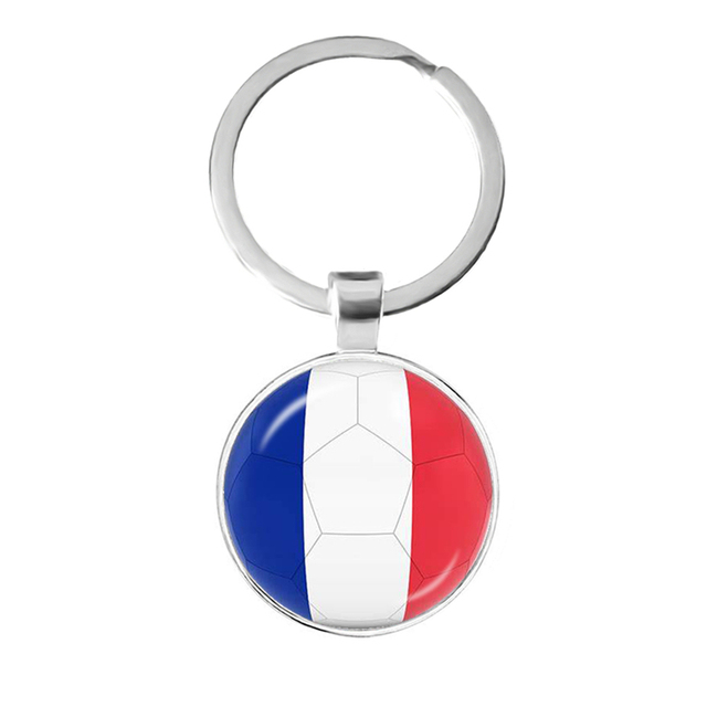 Football Team Emblem Keychain France Flag and Football Logo Key Ring Jewelry European Football Funs Cool Men Gift