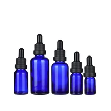 

10Pcs/Lot Blue Glass Dropper Bottle Black/White Security Cap Refill DIY Essence Basic Massage Face Body Oils Serum Perfume