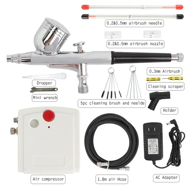 White Set D2 Onnfang Dual Action Airbrush Air Compressor Kit Spraying For Art Painting Tattoo Manicure Craft Cake Spray Model Air Brush Nail - Цвет: White Set D2