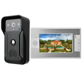 

Mountainone 4 wires 7" Color TFT Video Doorbell Intercom Kit 1 IR Camera with Night Vision 1 monitor One to One Door Phone