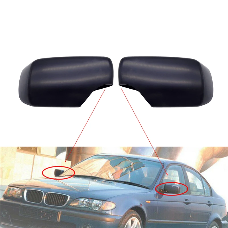 

1 Pair Fit for BMW 3 Series E46 Compact 1998-2005 Matte Black ABS Side Door Rearview Mirror Cover Trims Car Accessories