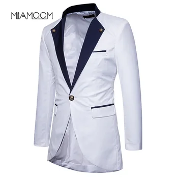 

MIAMOOM Mens Blazers New Fashion Tuxedo Gentlemen's Patcwork Color Smart Casual Suit Jacket