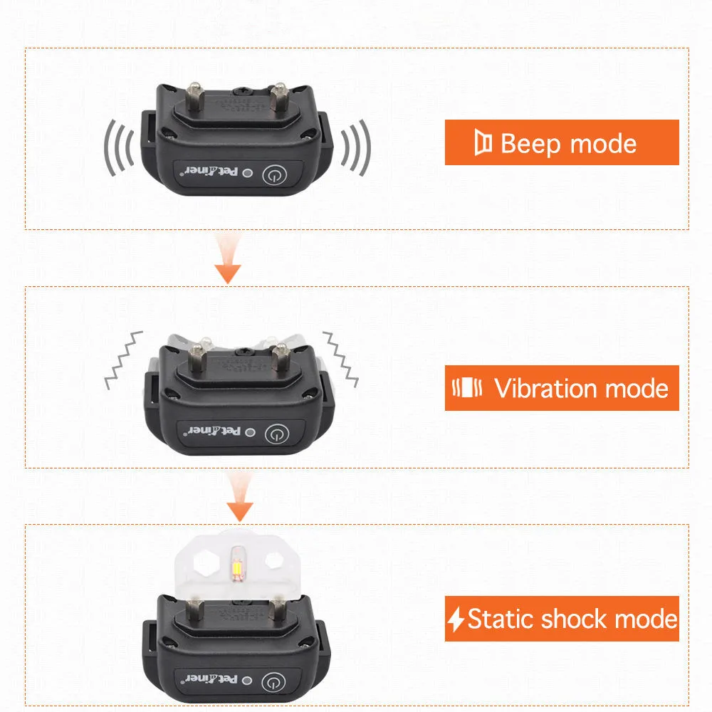 Top Selling 330 Yards Warning Tone Electric Shock and Vibration Waterproof and Rechargeable Remote Control E Collar for Dog