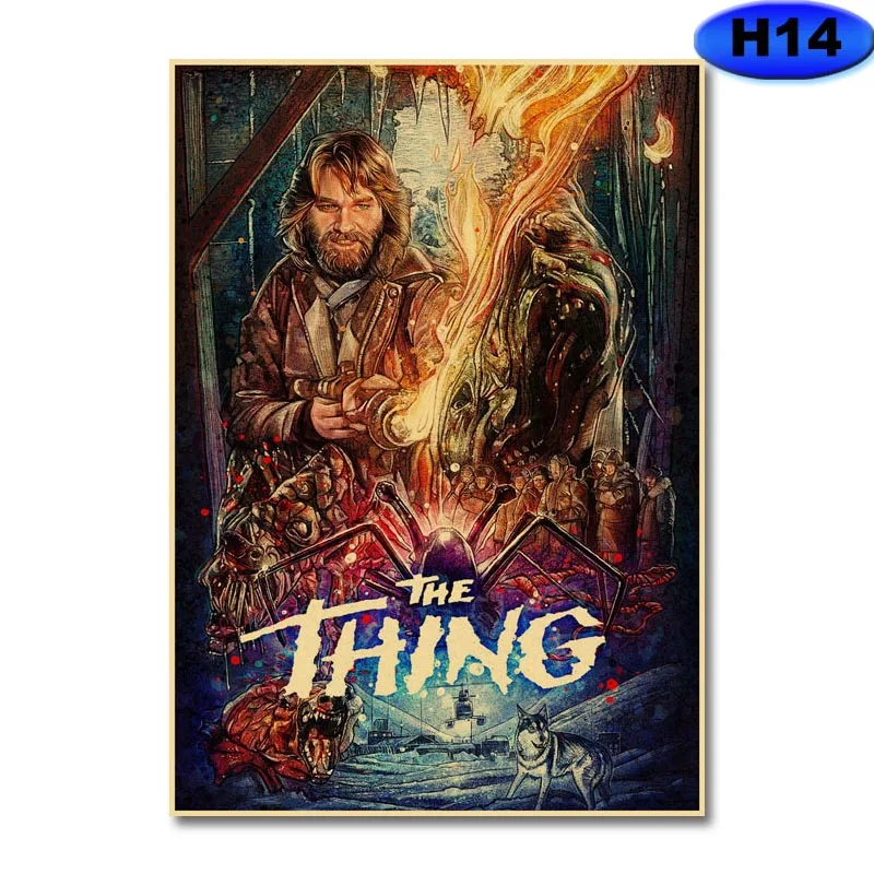 Retro Kraft Paper Movie Posters Classic Horror Movie The Thing Poster Home Decor  Living Room Bar Cafe Art Painting Wall Sticker