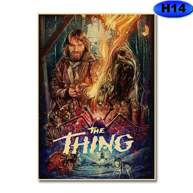 Retro Kraft Paper Movie Posters Classic Horror Movie The Thing Poster Home Decor Living Room Bar Cafe Art Painting Wall Sticker H14