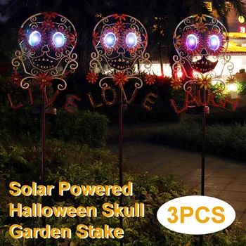 

3PCS/pack Halloween Skull Solar Light LED Lamp Horror Halloween Decoration For Home Party Supplies Solar Lamps Night Light