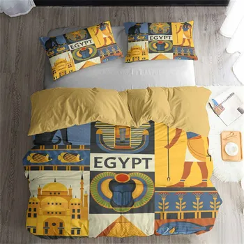 

HELENGILI 3D Bedding Set Ancient Egypt Print Duvet Cover Set Bedcloth with Pillowcase Bed Set Home Textiles #AJ-011
