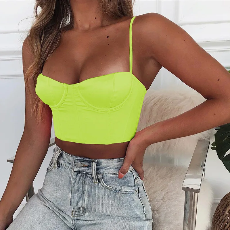 Neon green spaghetti strap tank Clearance