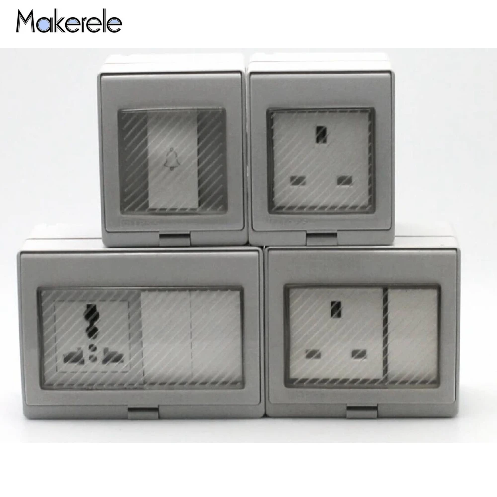

Waterproof Switch Box 10/13/16A 250V CE IP55 Waterproof Socket Boxes Socket Protection Cover Bathroom Bedroom