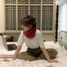 

Luna&Dolphin Women Winter Bib Hat Combine Scarf Korean Zipper Neckerchief Solid Color Warm Knitted Woolen Pashmina Shawl Tippet