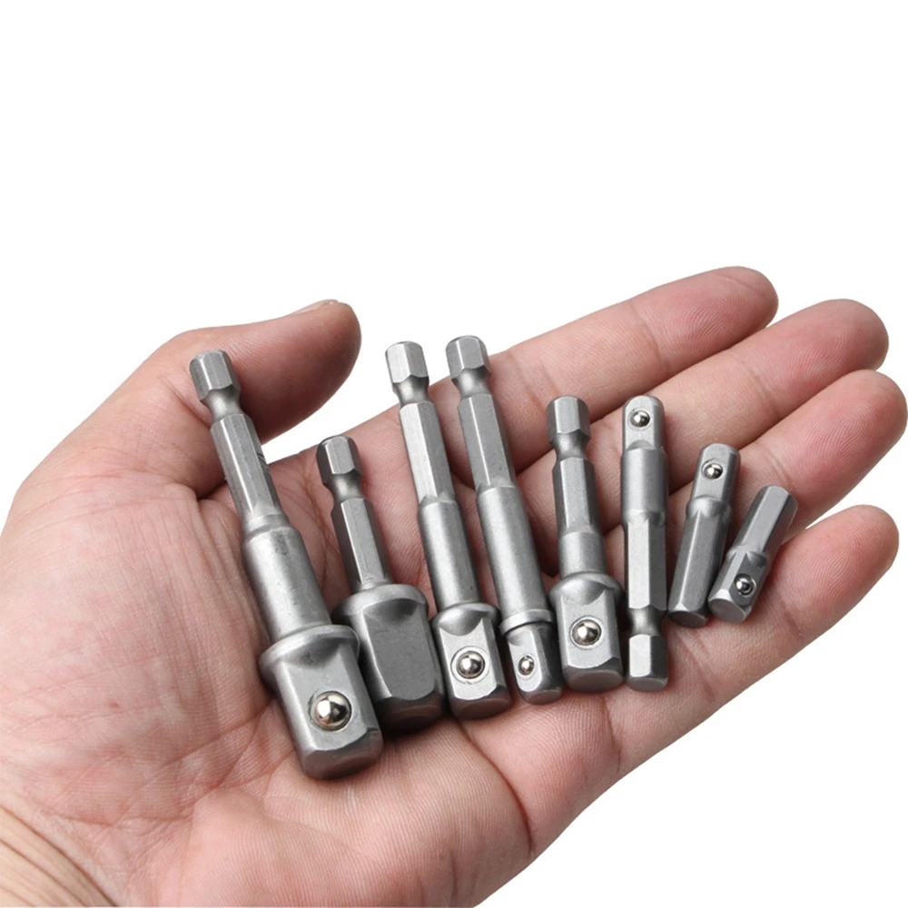 Drill Socket Adapter 1/4'' Hex Shank Extension for Impact Driver 1/2'' 3/8'' 1/2'' Square Head Drill Bit Adapter Set Hand Tools