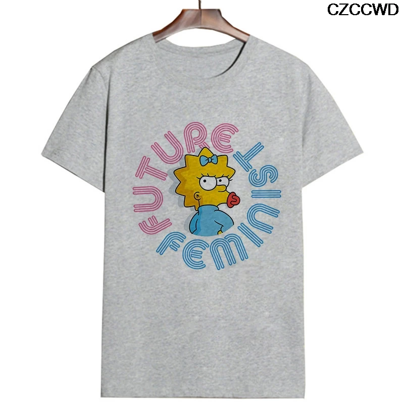 Женская одежда ropa mujer Harajuku Модная белая футболка с надписью «Future Feminist Simpson» уличная футболка для отдыха