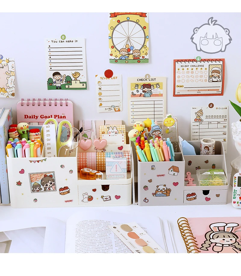 Minkys kawaii abs organizador de mesa multifuncional