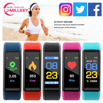 

115 Smart Watch Heart Rate Monitor Blood Pressure Monitor Colorful Screen Vibrating Alarm Clock fitness bracelet