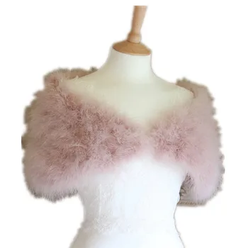 

luxurious feather wraps warm autumn winter bridal outfit fluffy real ostrich feather fur shawl S74