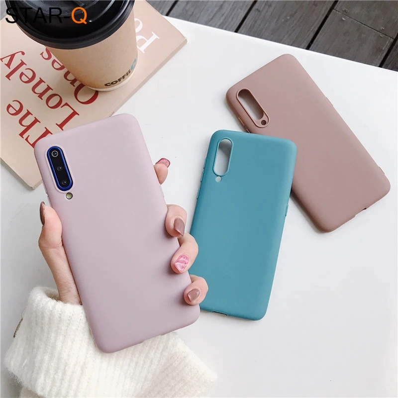 pouch phone candy color silicone case for xiaomi mi 9 lite se mi9 mi8 8 a2 lite 9t pro a3 a1 note 10 matte soft tpu back case waterproof cell phone case