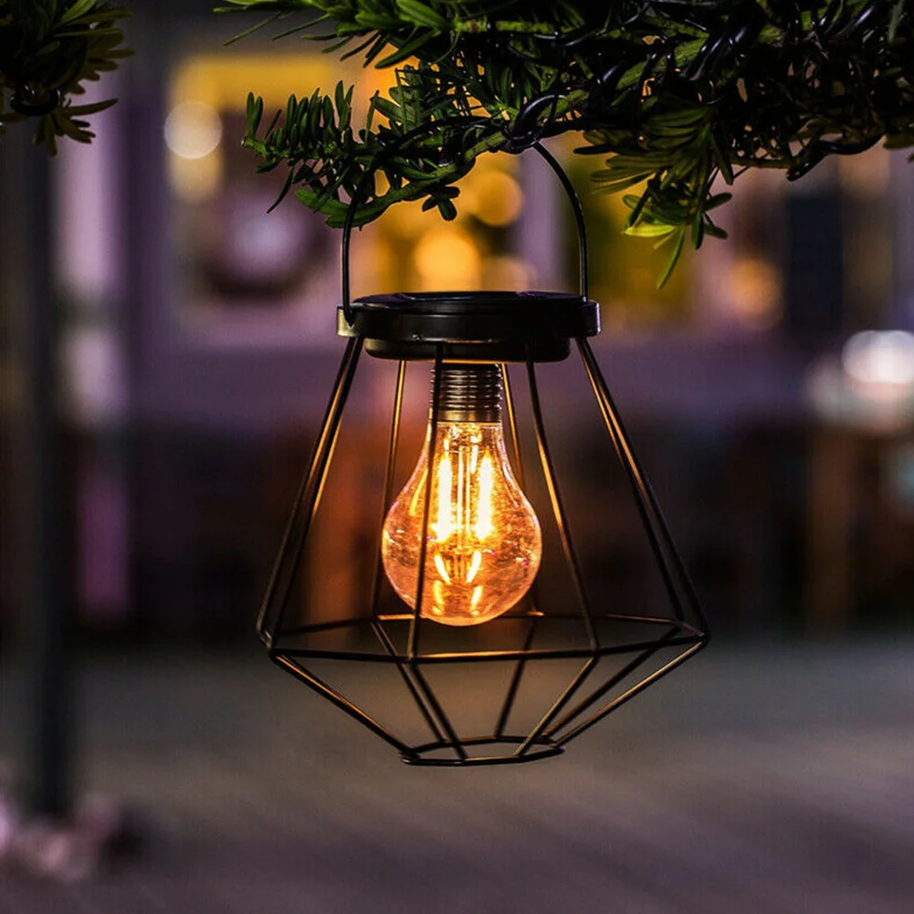 Metal Pathway Garden Solar Powered Yard Landscape Decor Festival Art Lantern Patio Outdoor Hanging Light Retro LED Waterproof