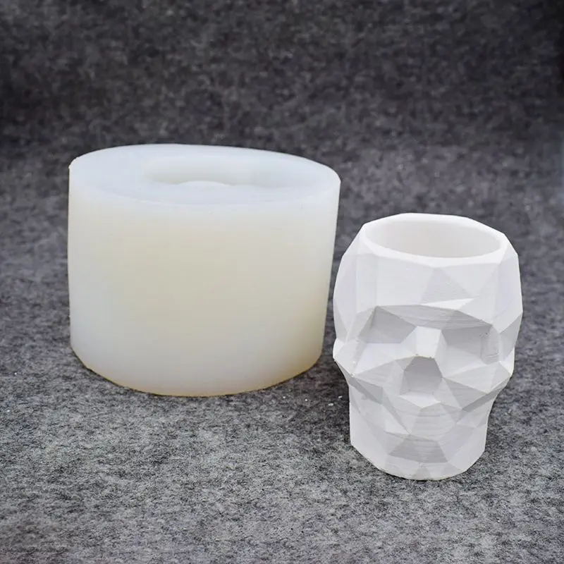 Modern Resin Skull Shaped Head Design Flower Pot Mold Planter Container Geometric Concrete Pen Holder Molds | Украшения и