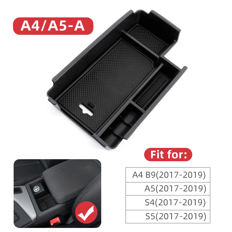 1 шт. внутренний центральный подлокотник коробка для хранения Органайзер для ауди Audi A3 8 в S3 A4 B8 B9 S4 A5 S5 Q3 Q5 Sportback Sline Avant аксессуары - Название цвета: A4 A5 A
