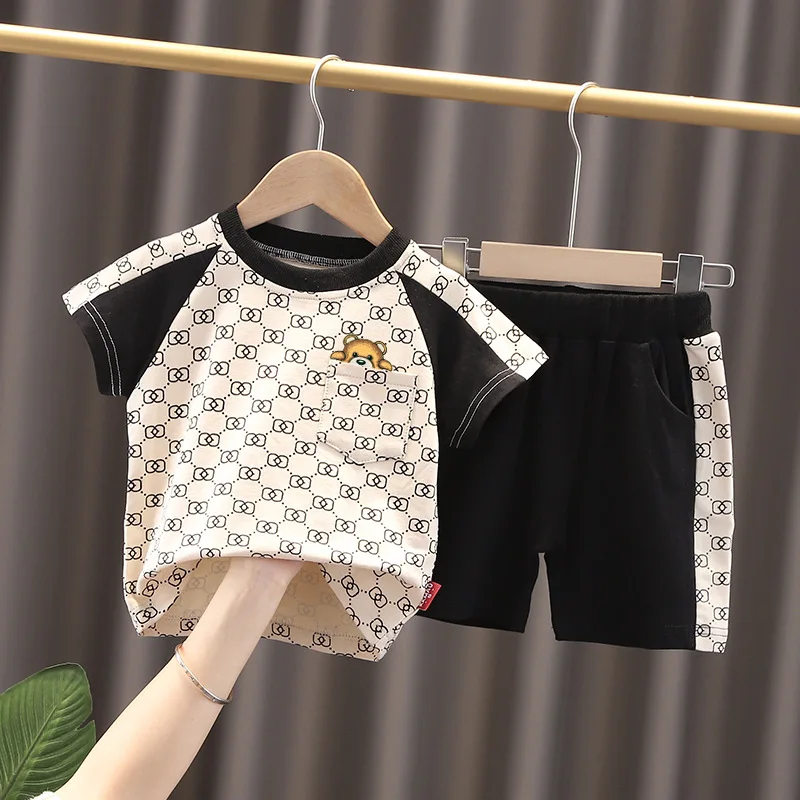 Louis Vuitton boy set, t-shirt, shorts, white/black Children s Sets  Clothing Mother Kids - AliExpress