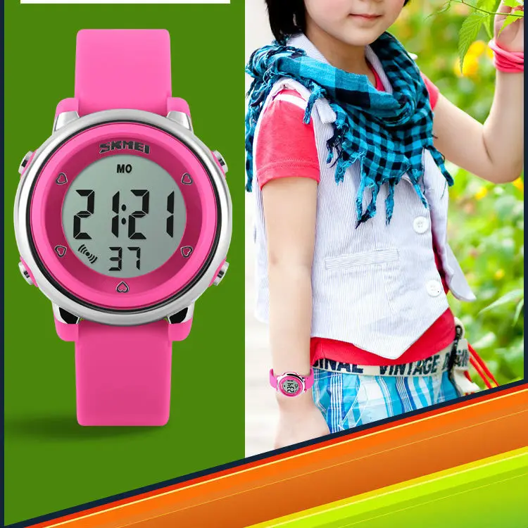 SKMEI модные спортивные детские часы водонепроницаемые часы с будильником детский задний легкий календарь цифровые наручные часы Детские