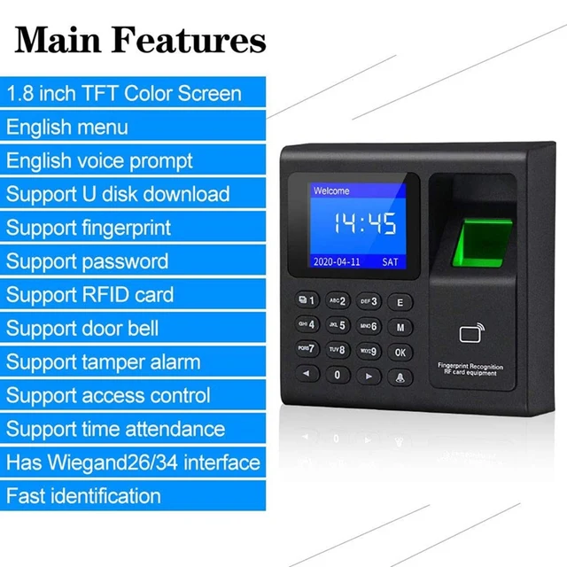 Biometric RFID Access Control System RFID Keypad USB Fingerprint System Electronic Time Clock Attendance Machine 5