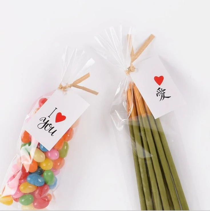 20 шт прозрачные пластиковые мешки для конфет с картой MercI Love You | Дом и сад
