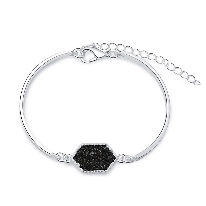 S black 7 цветов смолы браслет Drusy Имитация Кристалл камни Друза браслеты золото серебро Цвет бренд ювелирные изделия для женщин - Окраска металла: S black