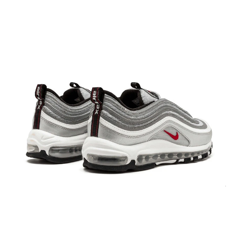 Оригинальные подлинные мужские кроссовки Nike Air Max 97 OG QS Silver Bullet, Дышащие Беговые кроссовки 885691-001, спортивная женская обувь