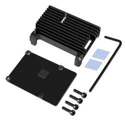 Boîtier métallique Raspberry Pi 4 4B, boîtier en alliage d'aluminium avec boîtier de refroidissement passif pour Raspberry Pi 4/4B 