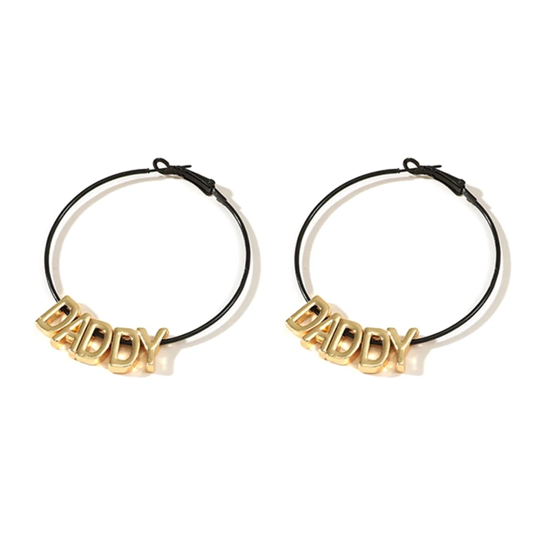 Retro creative c-shaped letter earrings exaggerated circle metal geometric accessories female