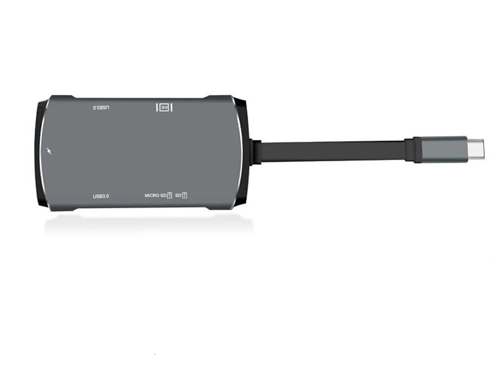 SeenDa USB C концентратор типа C к HDMI Двойной USB 3,0 порт зарядка Hdmi USB 3,0+ SD+ TF алюминиевый сплав концентратор