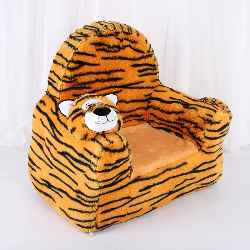 

New 50cm Lovely simulation lion tiger leopard Kid Sofa Chair Plush Toy Seat Baby Nest Sleeping Bed Adult Pillow Cushion Stuffed