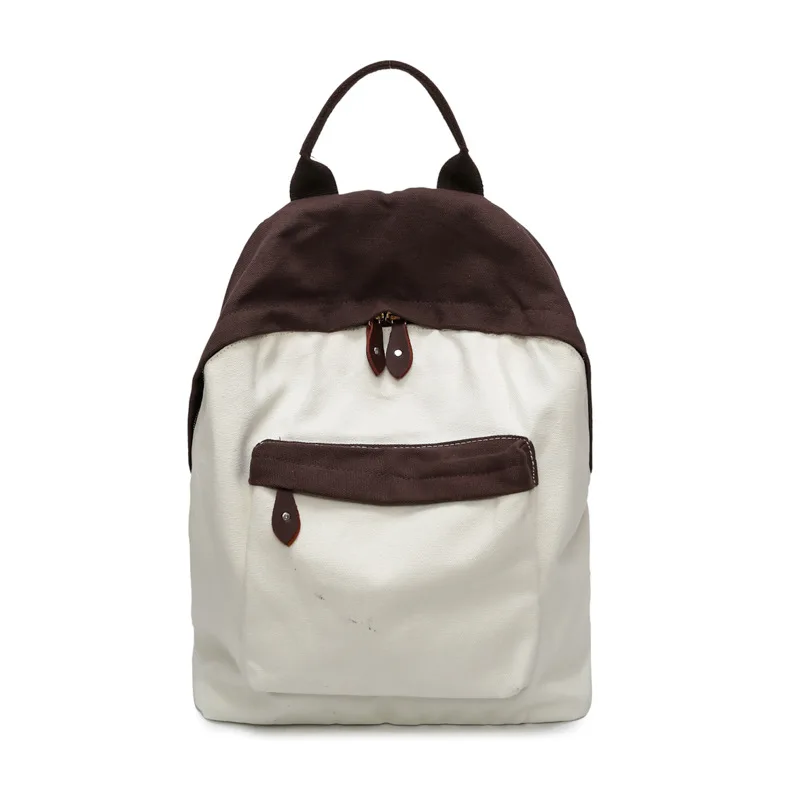 

Ougger Backpack for Girls School Traveling Luggage Bags Large White Canvas Popular Korean Contrast Bag with Zipper for Motion