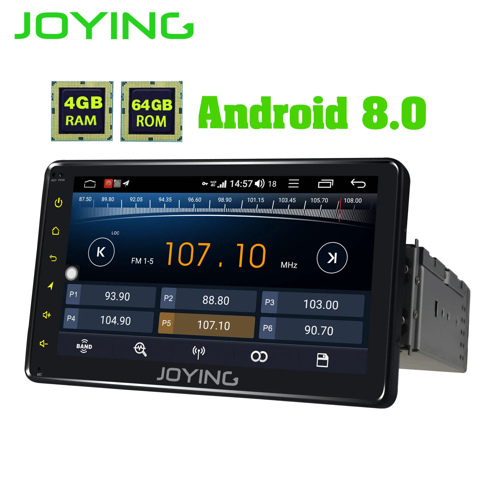 Flash Deal JOYING one din car radio player 4GB RAM 64GB ROM 7 inch universal car multimedia support 4G DSP autoradio GPS Navi with free OBD 2