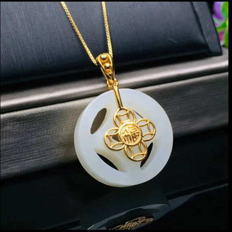 Natural Hetian White Jade 925 Silver Jin Yufu Pendants Fine Jewelry Women Party Necklace | Украшения и аксессуары