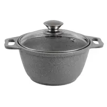 Кастрюля Kukmara, Мраморная, 1 л, с антипригарным покрытием, светлый мрамор