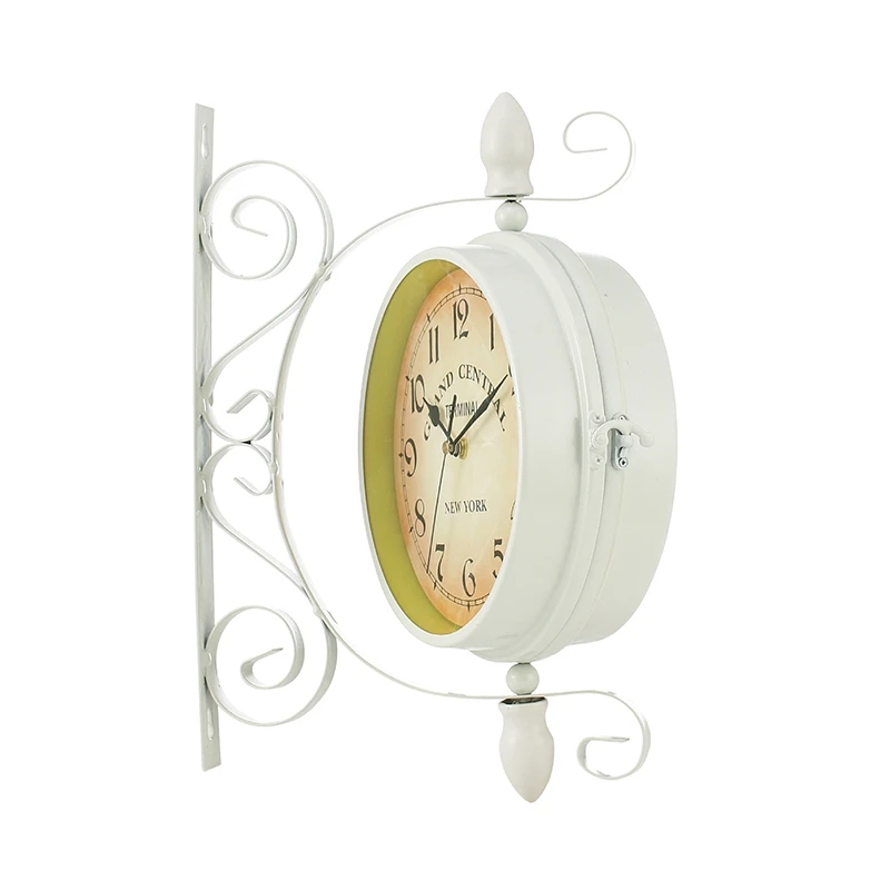 ELEG-1Pcs New European Style Vintage Clock Innovative Fashionable Double Sided Wall Clock Home Bar Decoration