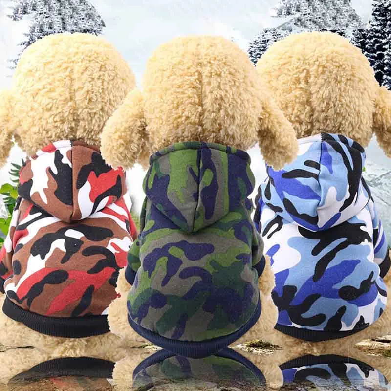 Осенне зимняя камуфляжная толстовка с капюшоном для собаки одежда щенка двумя
