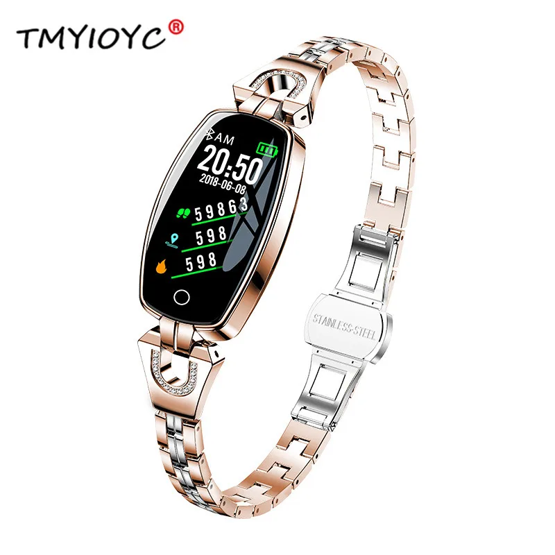 Baratos Reloj inteligente H8 para mujer, reloj de presión arterial, Monitor de ritmo cardíaco, pulsera inteligente IP67, reloj inteligente a prueba de agua