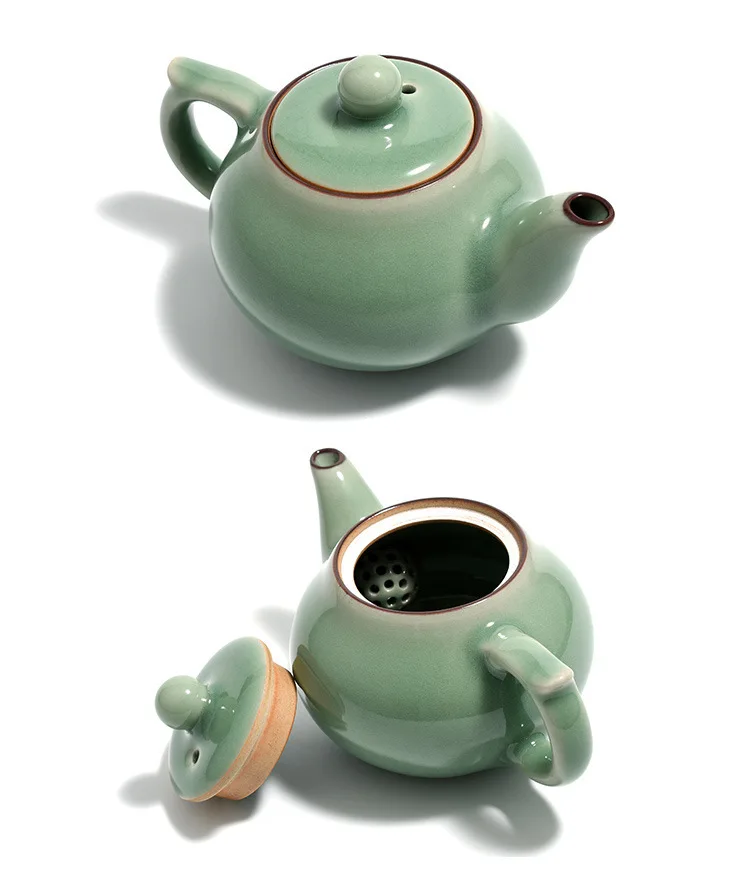 Longquan Celadon чайный сервиз ручной работы, литой керамический чайный сервиз, весь набор, 10 головок, керамическая чайная посуда, изысканная подарочная коробка