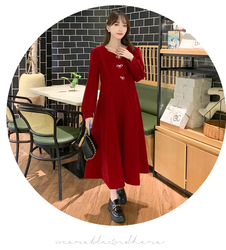 9775 # outono inverno coreano moda vermelho