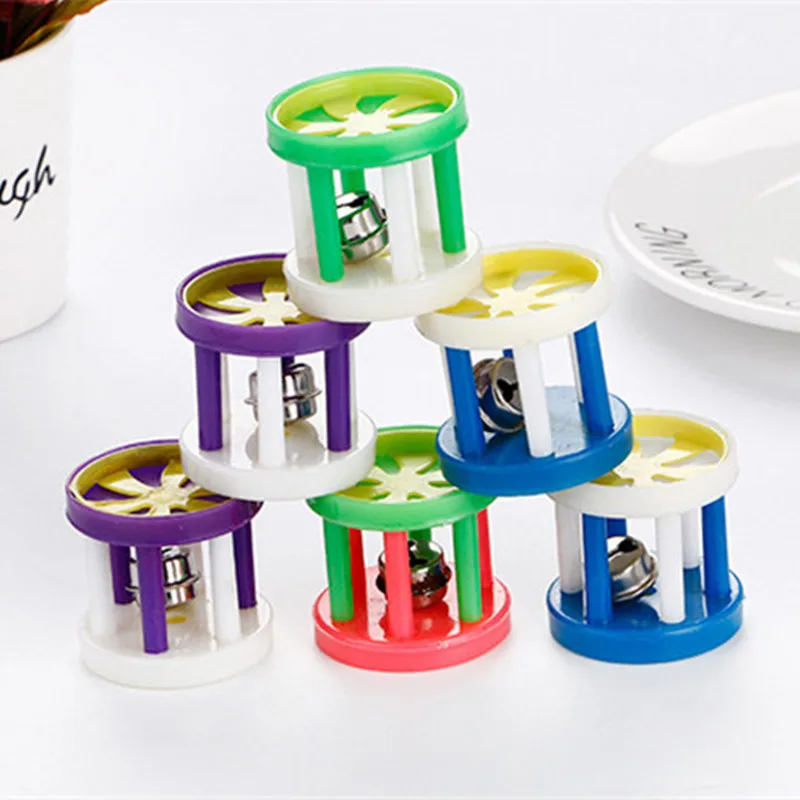 Cat Interactive Toy Ball with Bell Ring Playing Chew Rattle Scratch Toys Plastic Artificial Colorful Cat Teaser Toy Pet Supplies
