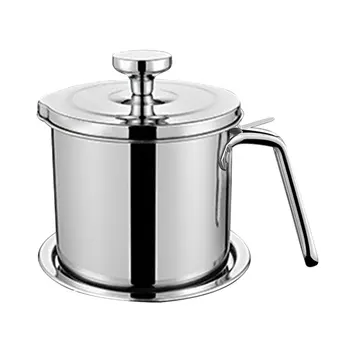 

1.3L Bacon Grease Container Stainless Steel Rustproof Cooking Large Capacity With Fine Mesh Strainer Frying Oil Keeper Ergonomic
