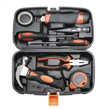 

9pcs Hand Tool Set General Household Repair Hand Tool Kit with Plastic Toolbox Storage Case Hammer Wrench Screwdriver Knife