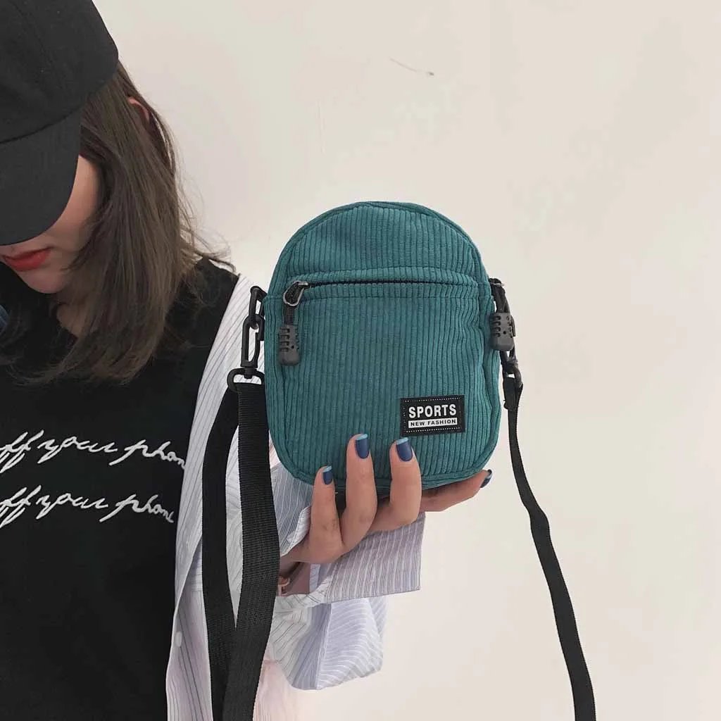 Женская простая Холщовая Сумка Вельветовая квадратная зарядка сумки через плечо