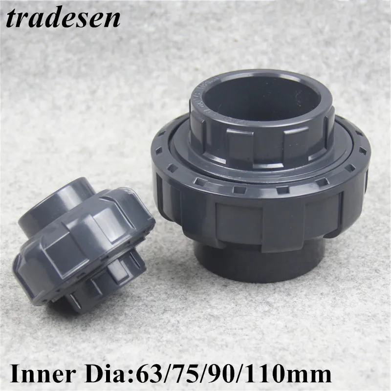 

1pc UPVC 63mm 75mm 90mm 110mm I.D Union Pipe Fittings Coupler Water PVC Connector For Garden Irrigation Hydroponic System