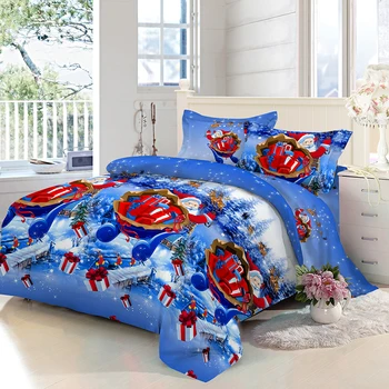 

Christmas Bedding Set Polyester 3D Printed Duvet Cover + 2pcs Pillowcases + Bed Sheet Bedclothes Christmas Bedroom Decorations