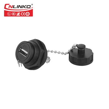 

Cnlinko Sealed USB Data Connector front Panel Mounting With Cover And Metal Chain Type A USB IP67 Waterproof Plugs
